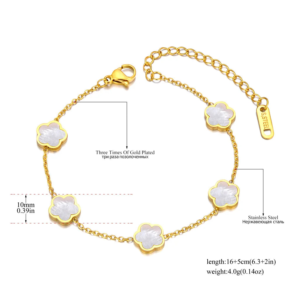Bracelet Charm Fleur – Acier Inoxydable Doré
