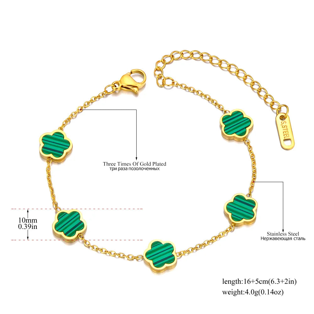 Bracelet Charm Fleur – Acier Inoxydable Doré