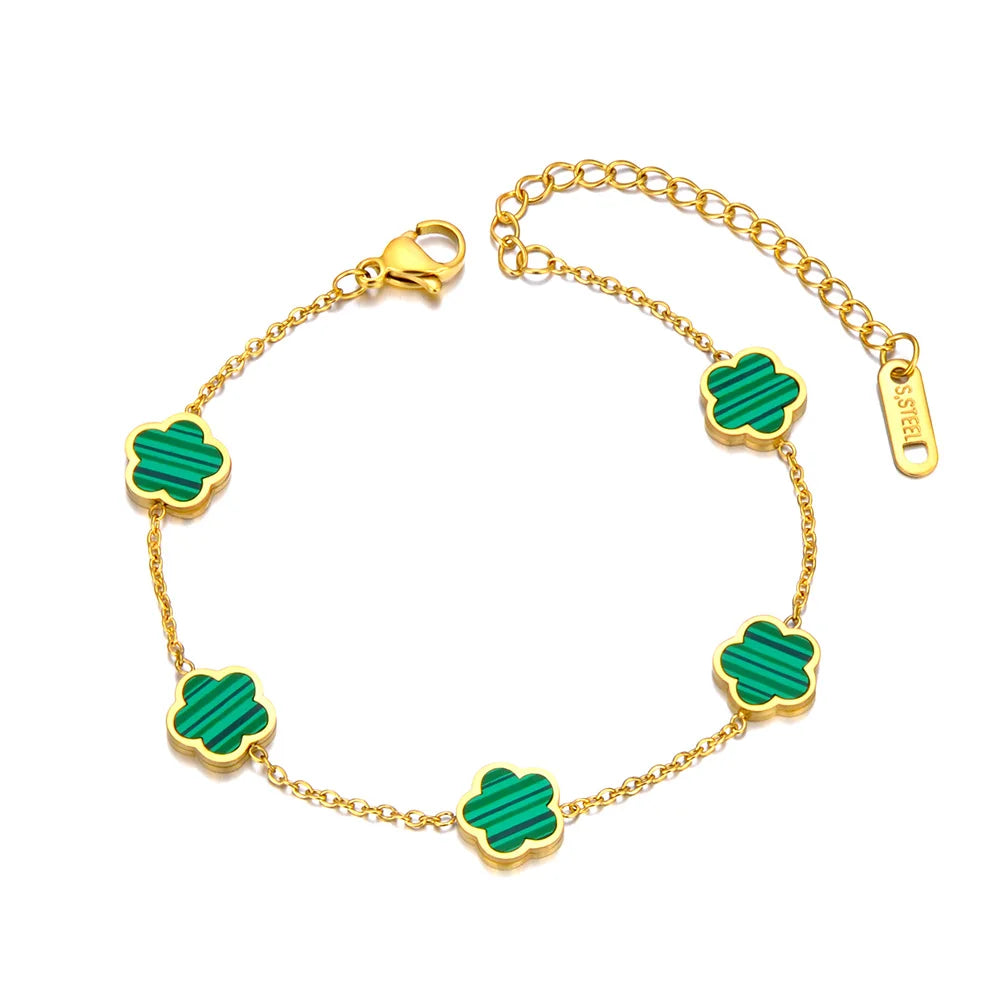 Bracelet Charm Fleur – Acier Inoxydable Doré