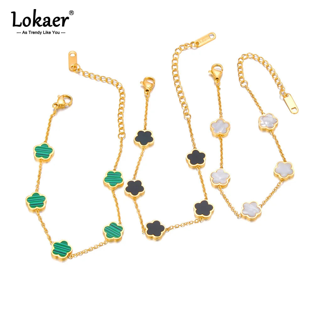 Bracelet Charm Fleur – Acier Inoxydable Doré