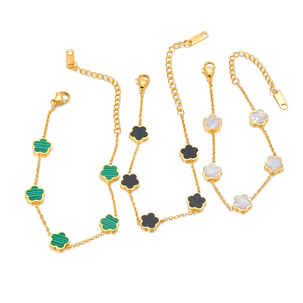 Bracelet Charm Fleur – Acier Inoxydable Doré