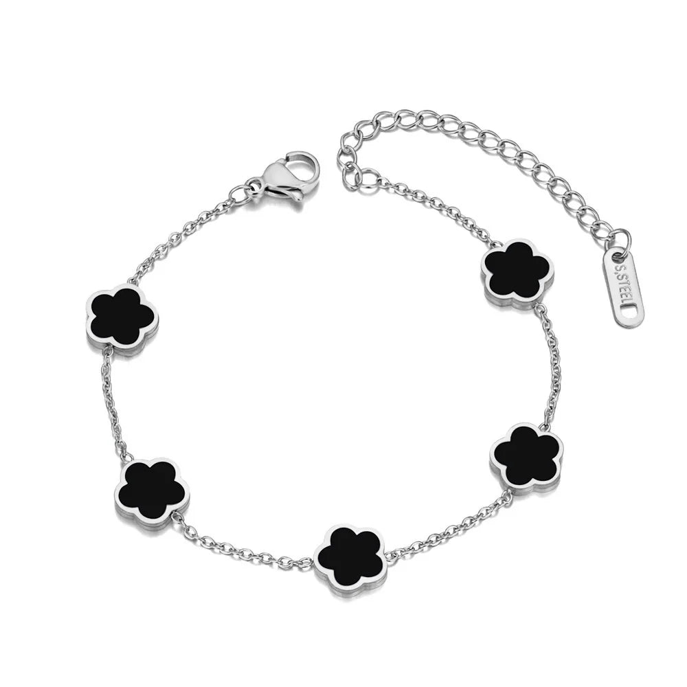 Bracelet Charm Fleur – Acier Inoxydable Doré