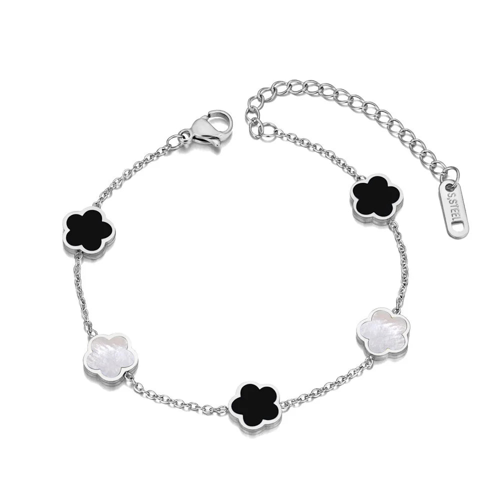 Bracelet Charm Fleur – Acier Inoxydable Doré