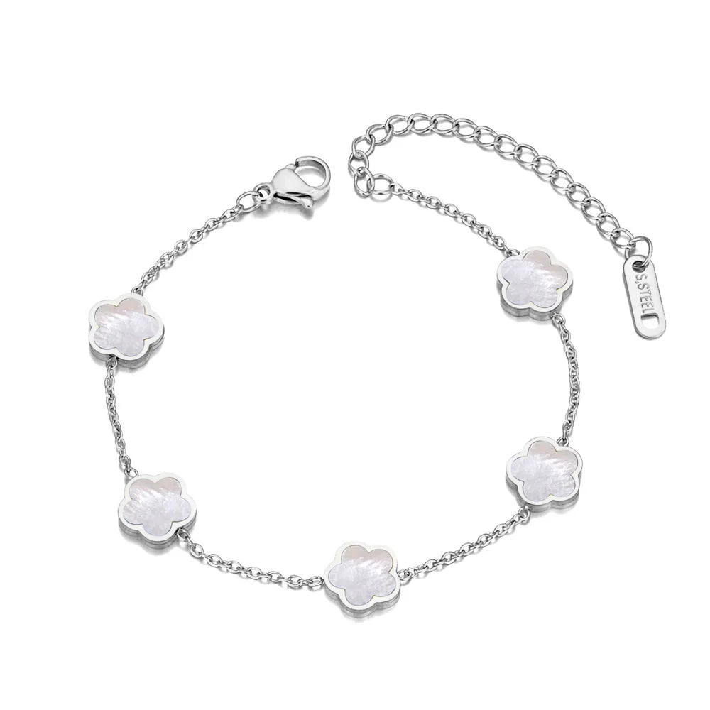 Bracelet Charm Fleur – Acier Inoxydable Doré