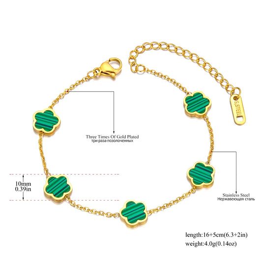 Bracelet Charm Fleur – Acier Inoxydable Doré