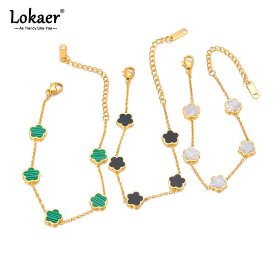 Bracelet Charm Fleur – Acier Inoxydable Doré